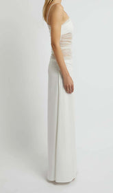 Strappy Mesh Maxi Dress In White